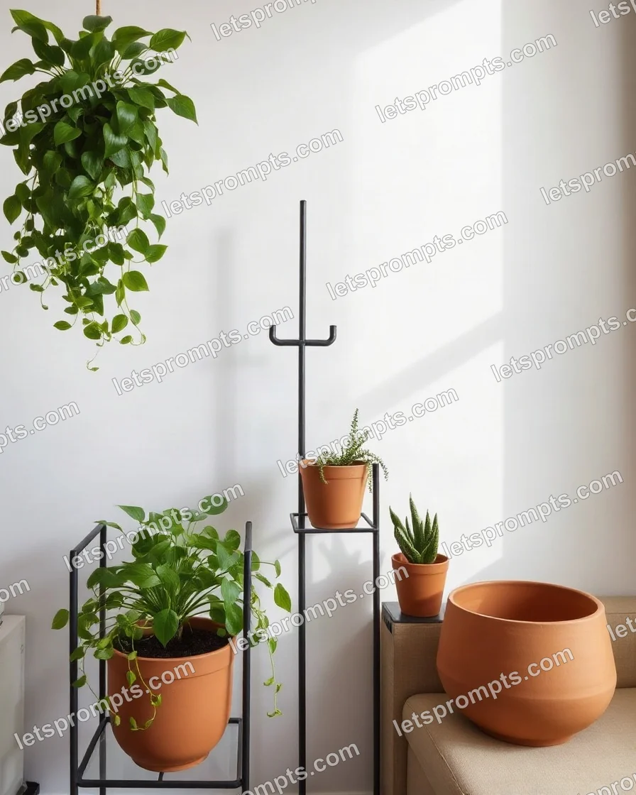 Minimal White Plant Stand — AI image prompt sample