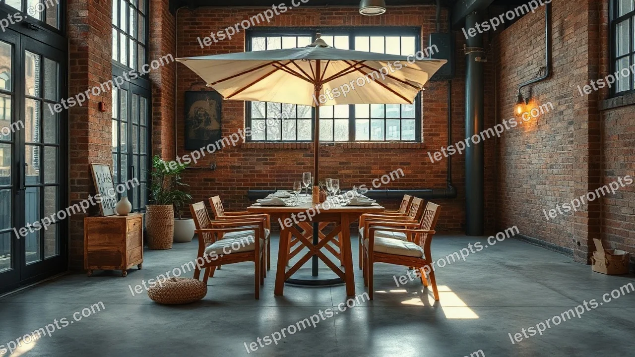 Industrial Loft Patio Dining Set — AI image prompt sample
