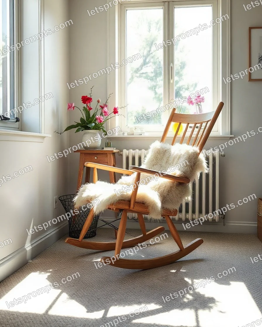 Sunlit Morning Rocking Chair — AI image prompt sample