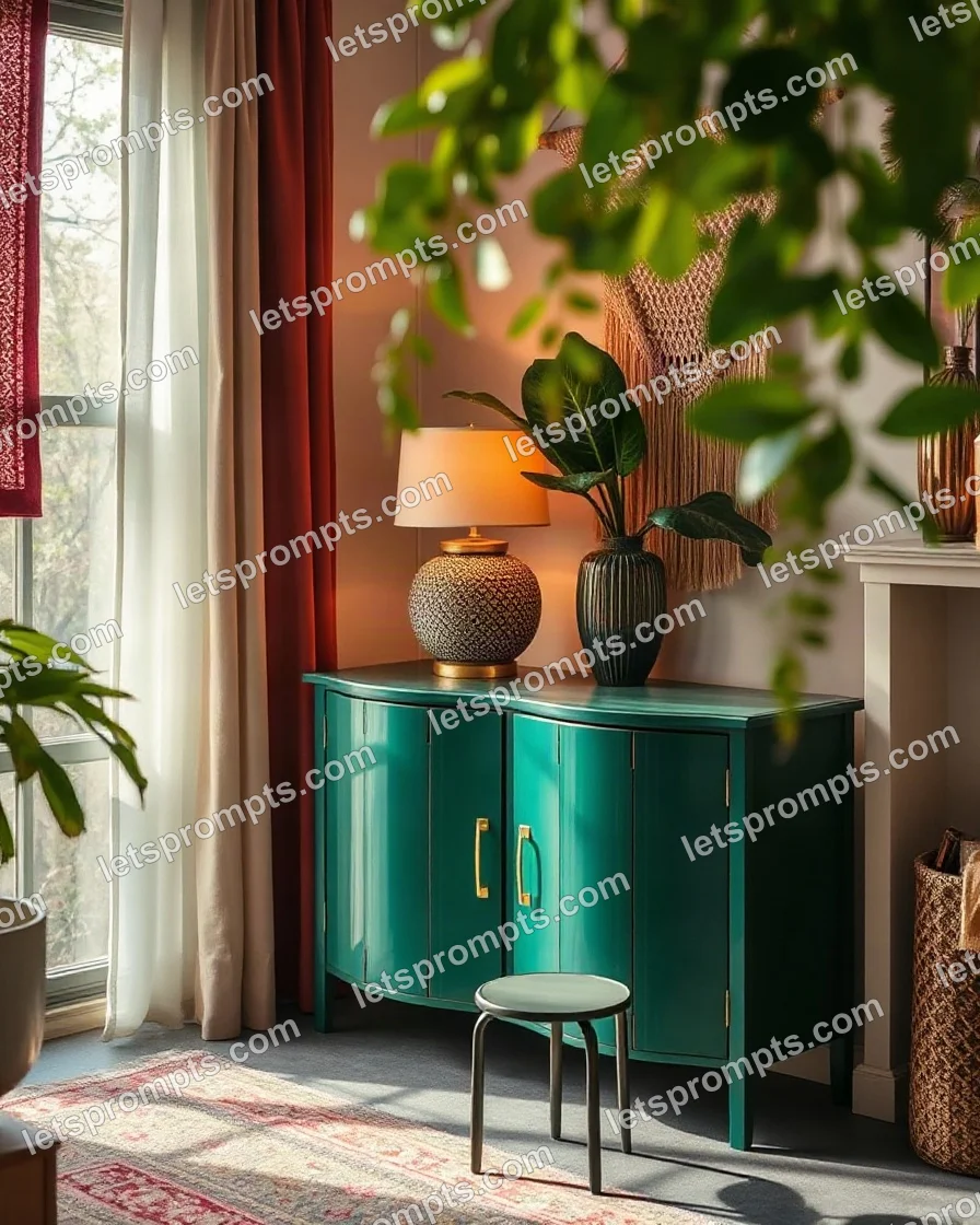 Bohemian Emerald Cabinet — AI image prompt sample