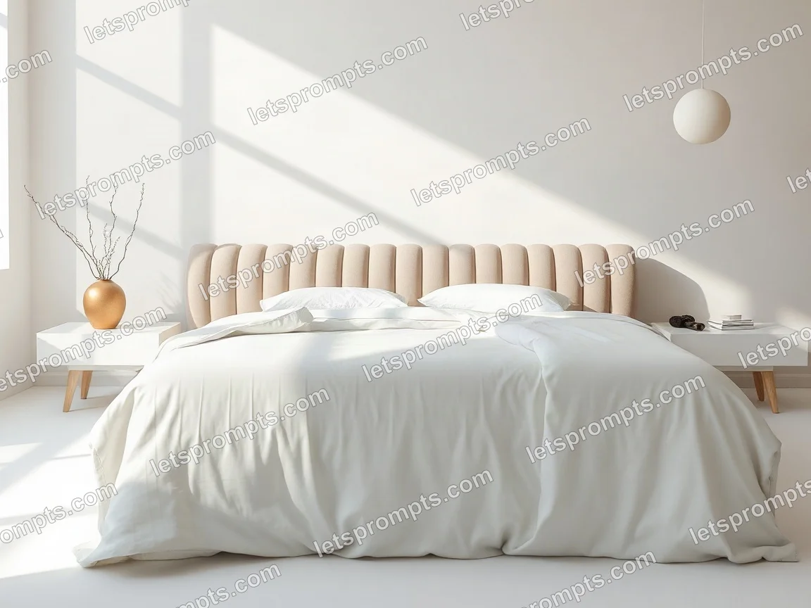 Minimal White Velvet Bed — AI image prompt sample