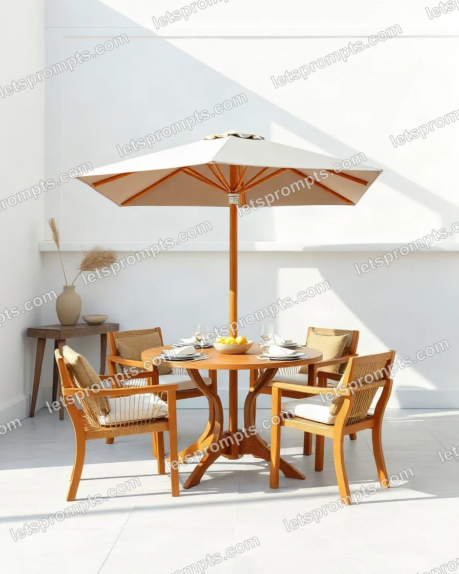 Minimal White Patio Dining Set — AI image prompt sample