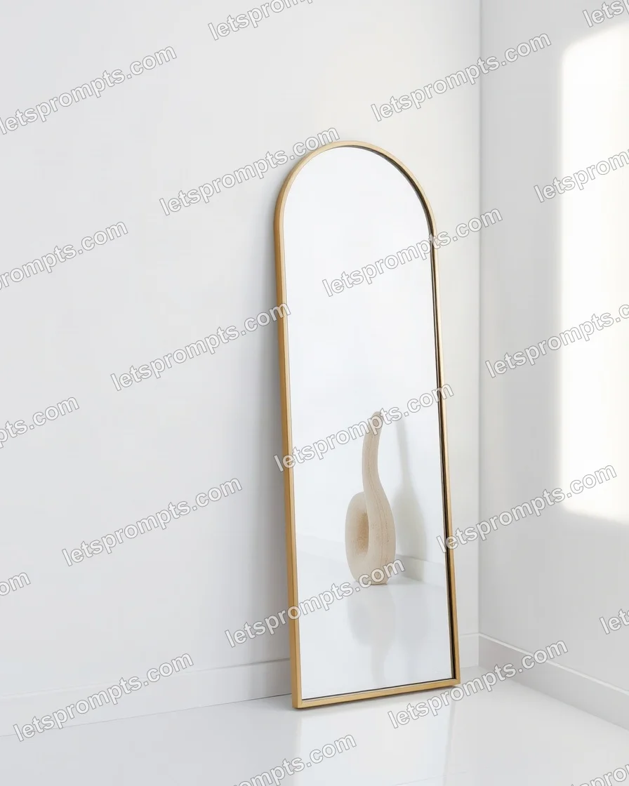 Minimal White Arched Mirror — AI image prompt sample