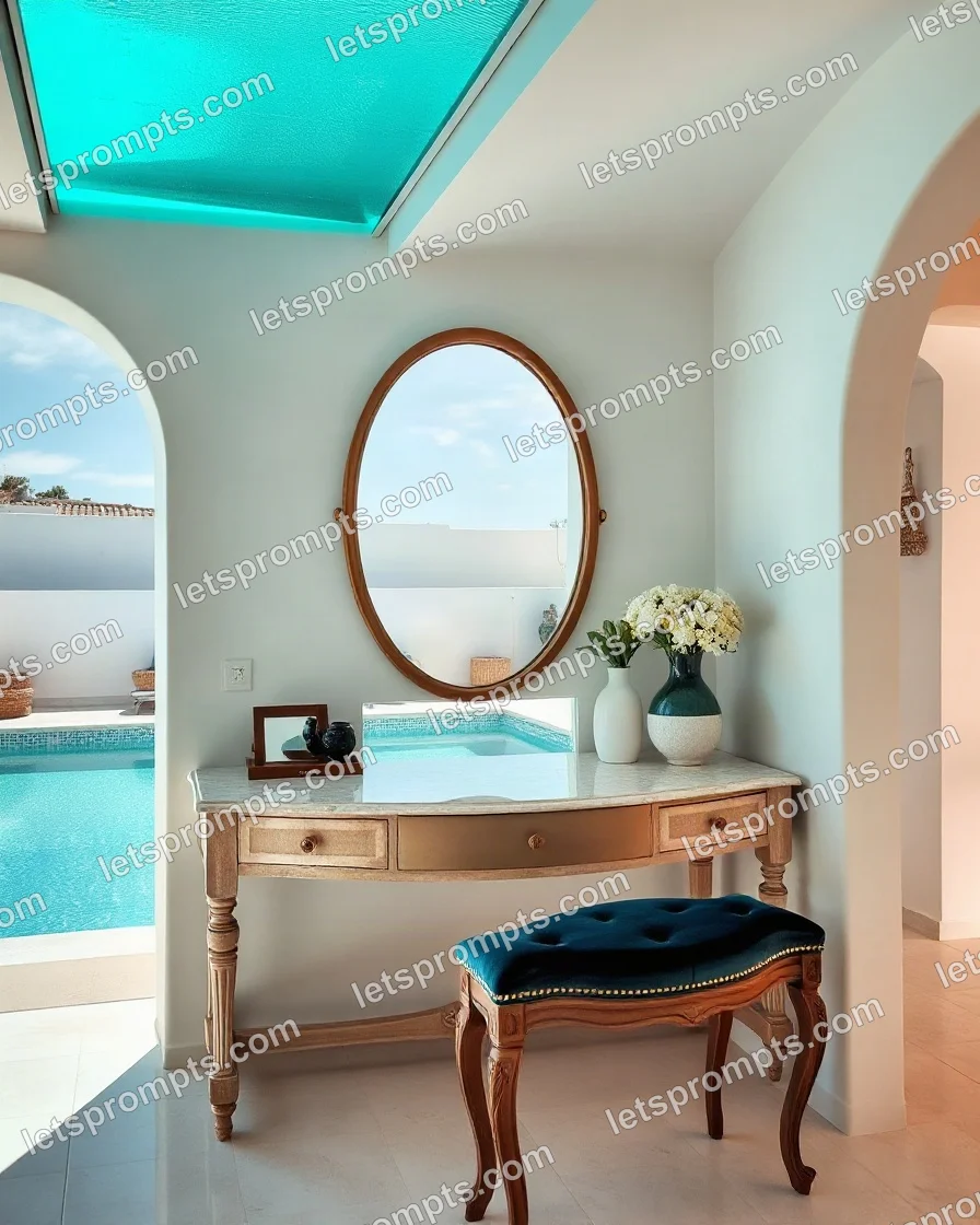 Poolside Villa Vanity Table — AI image prompt sample