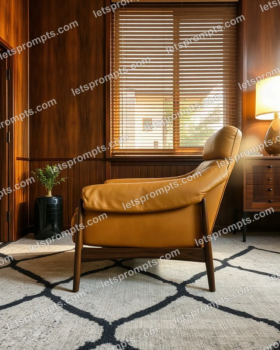 Mid-Century Leather Armchair — AI image prompt sample