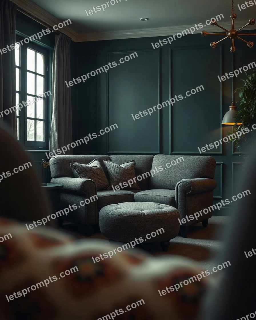 Dark Moody Corner Armchair — AI image prompt sample