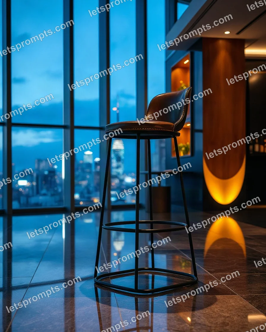 Luxury Penthouse Bar Stool — AI image prompt sample