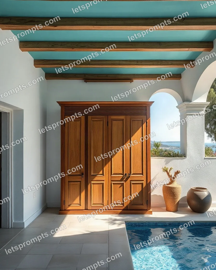 Poolside Villa Fluted Wardrobe — AI image prompt sample