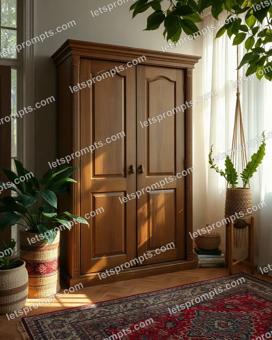 Bohemian Fluted Wardrobe — AI image prompt sample