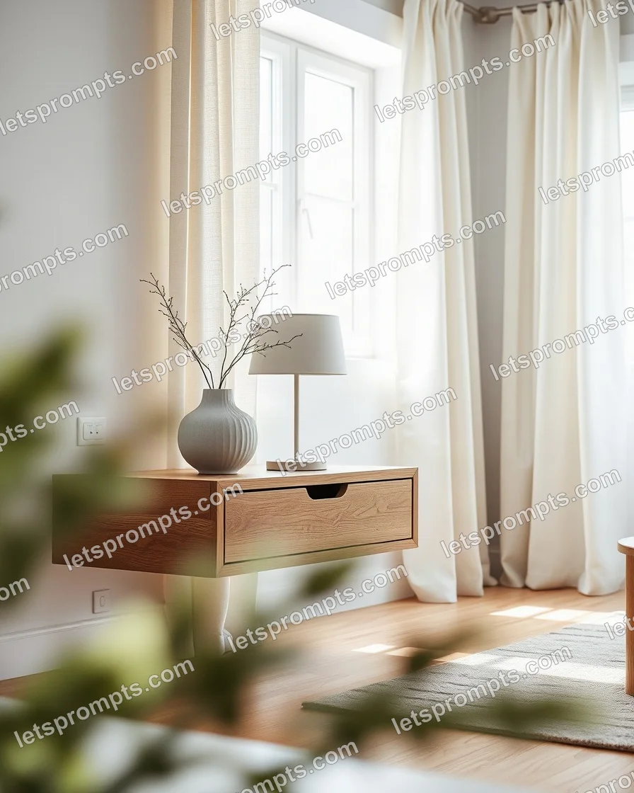 Scandinavian Living Room Floating Nightstand — AI image prompt sample