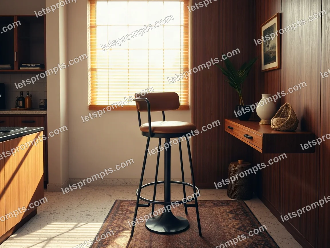 Mid-Century Bar Stool — AI image prompt sample