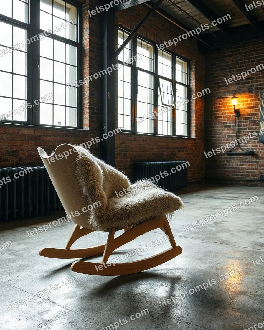 Industrial Loft Rocking Chair — AI image prompt sample