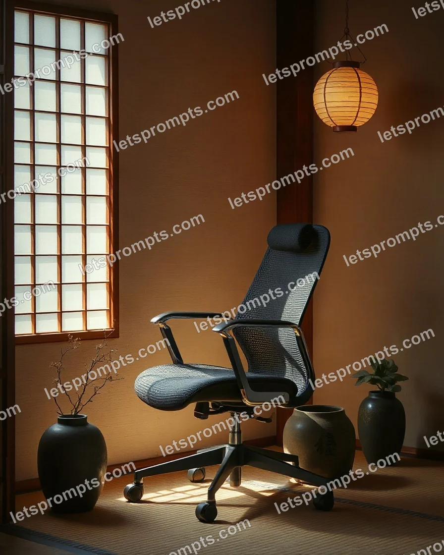 Japandi Ergonomic Office Chair — AI image prompt sample