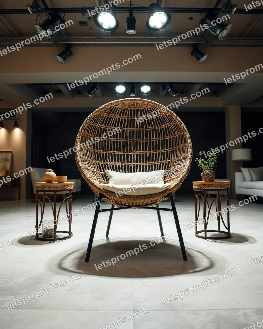 Showroom Rattan Chair — AI image prompt sample