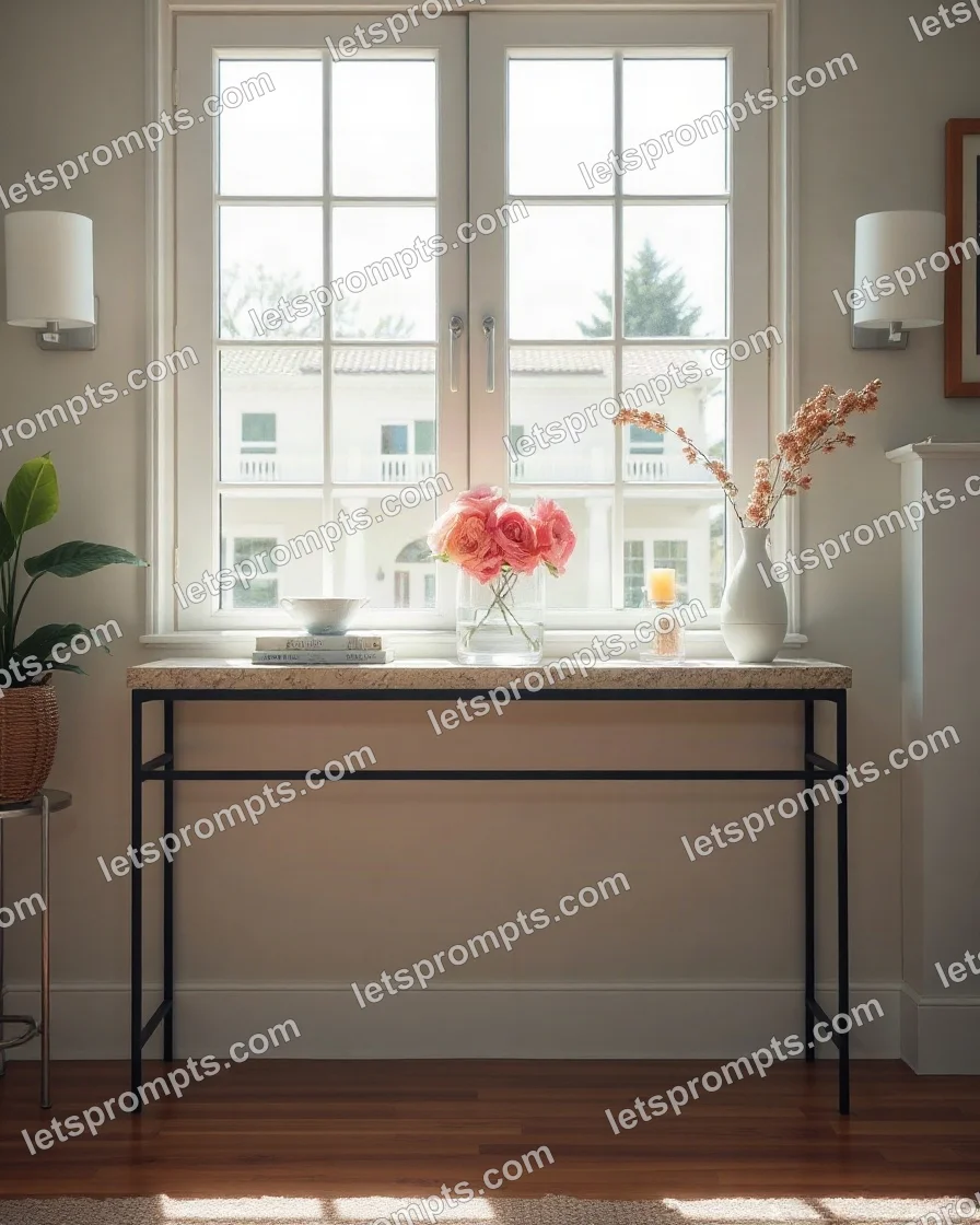 Sunlit Morning Console Table — AI image prompt sample