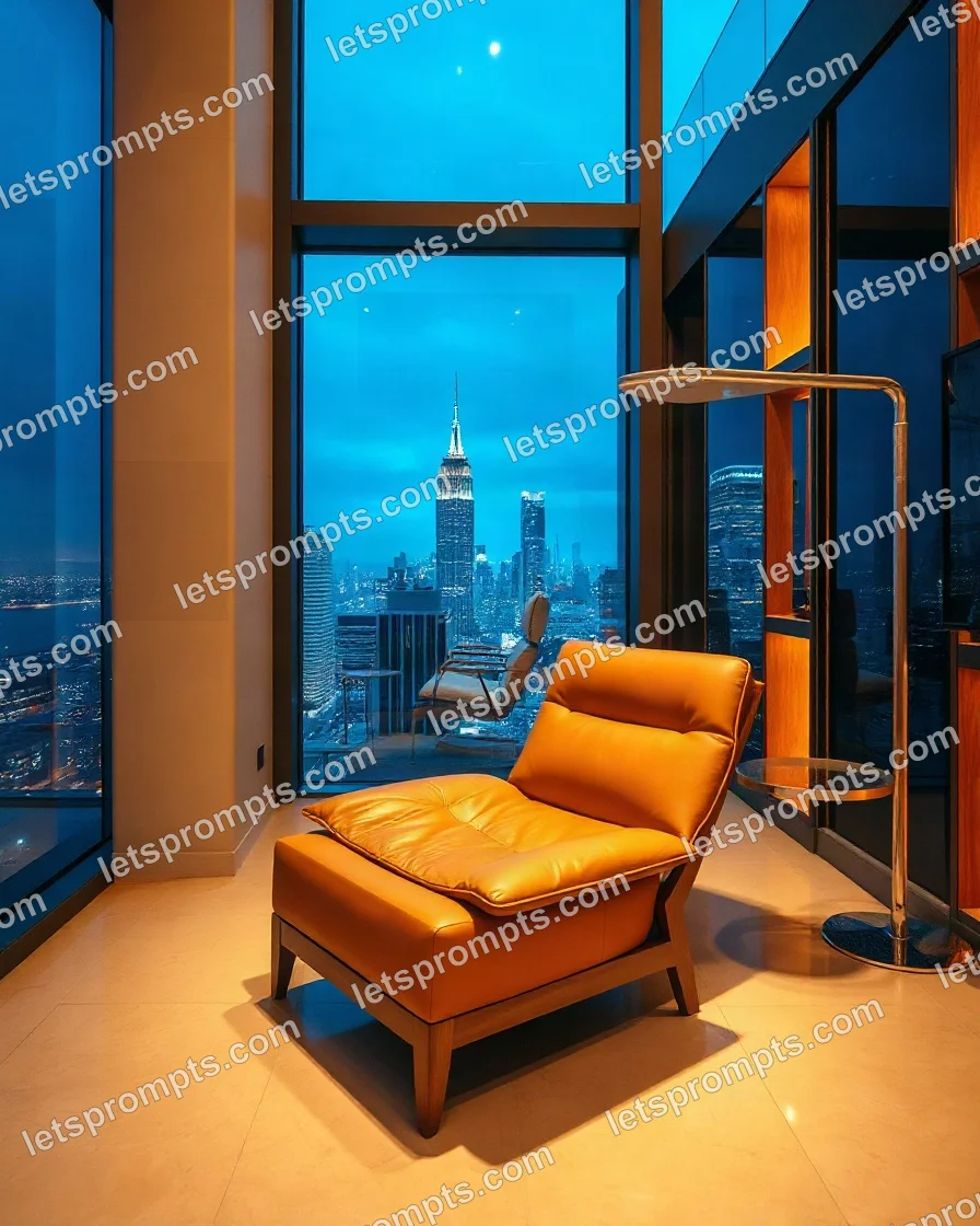 Luxury Penthouse Leather Armchair — AI image prompt sample