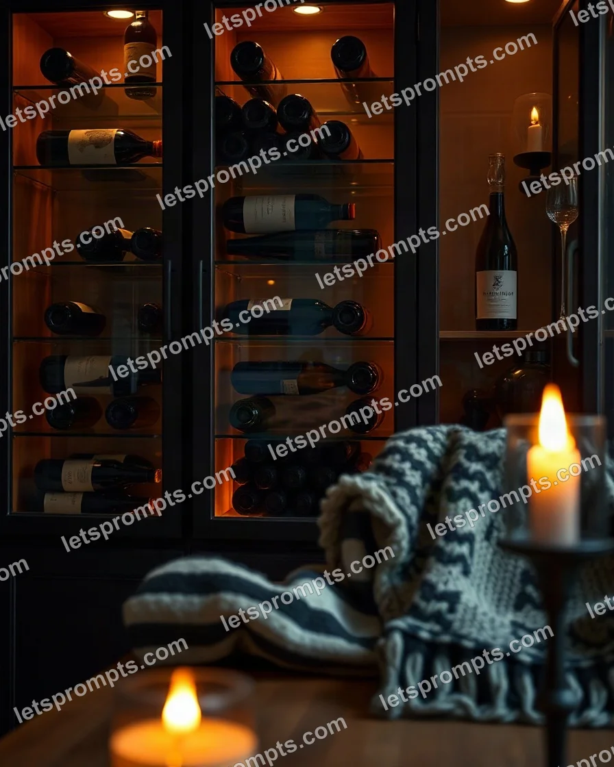 Cozy Evening Wine Cabinet — AI image prompt sample