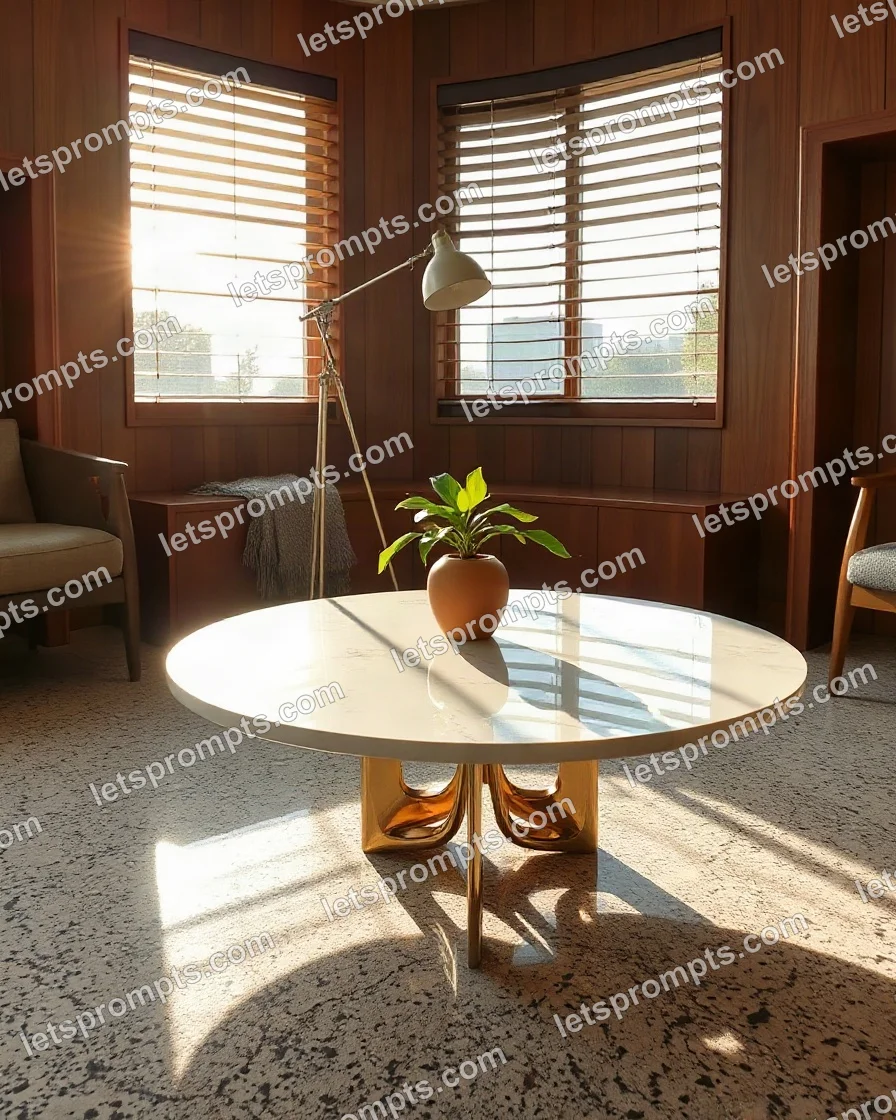 Mid-Century Marble Coffee Table — AI image prompt sample