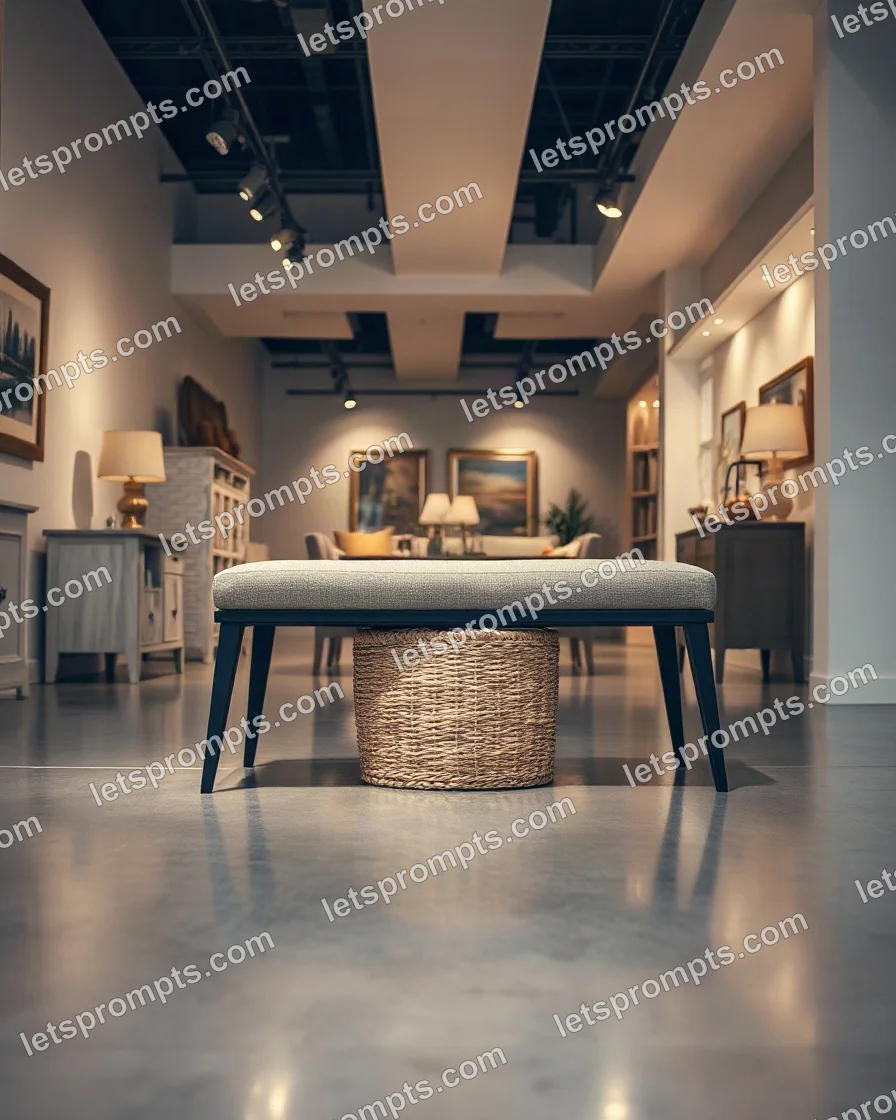 Showroom Entryway Bench — AI image prompt sample