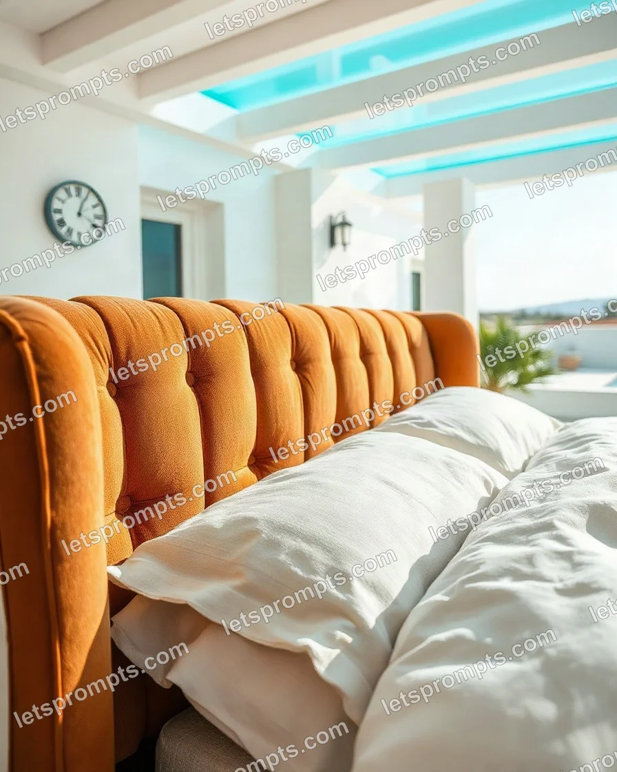 Poolside Villa Velvet Bed — AI image prompt sample