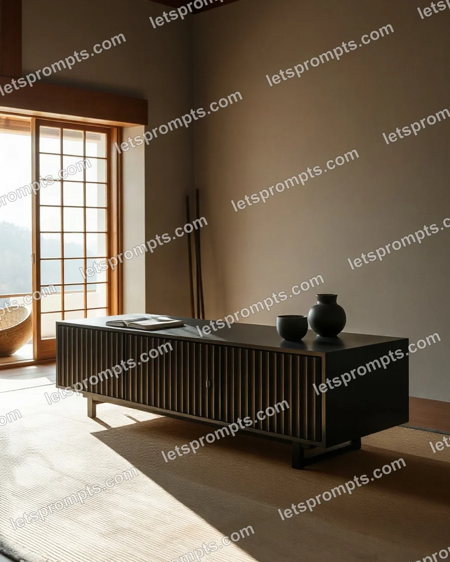 Japandi Media Console — AI image prompt sample