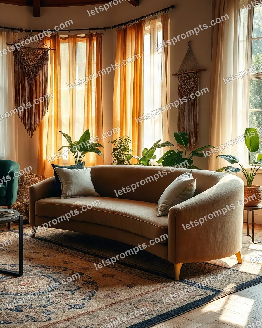Bohemian Boucle Sofa — AI image prompt sample