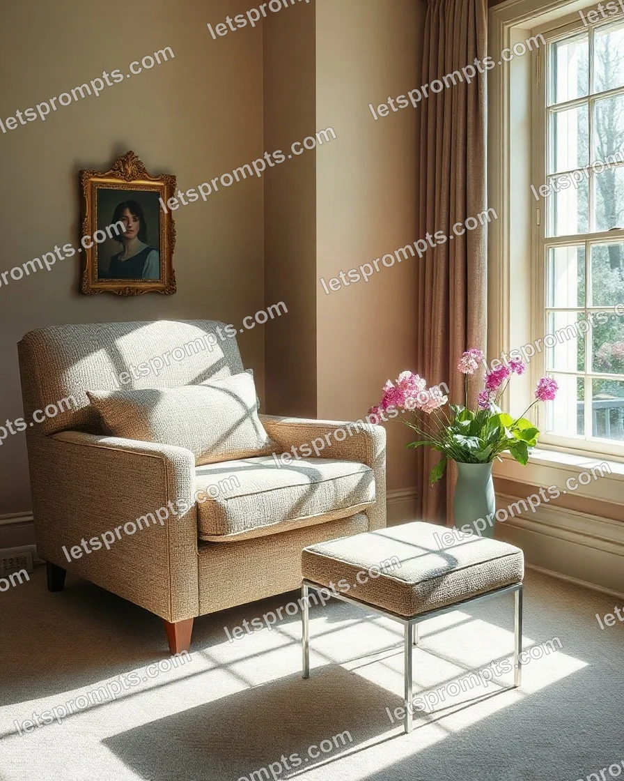 Sunlit Morning Corner Armchair — AI image prompt sample