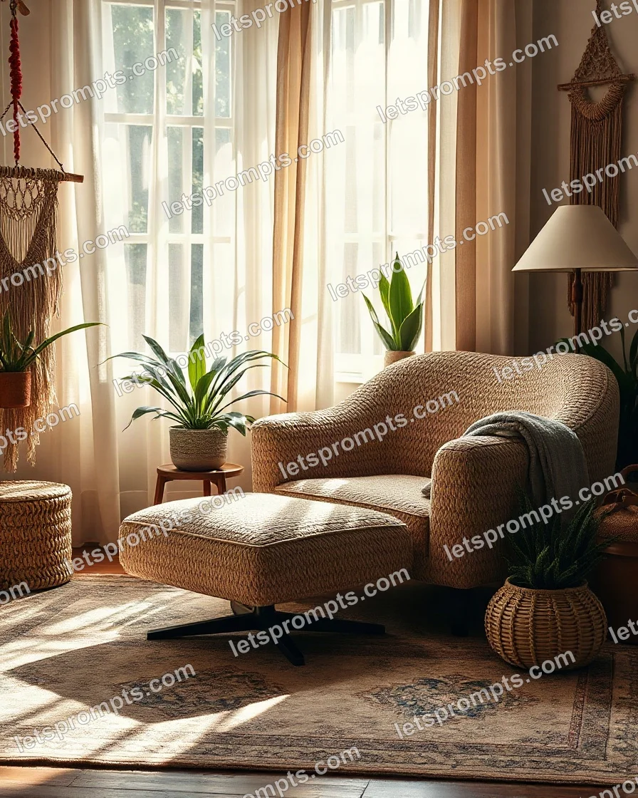 Bohemian Corner Armchair — AI image prompt sample