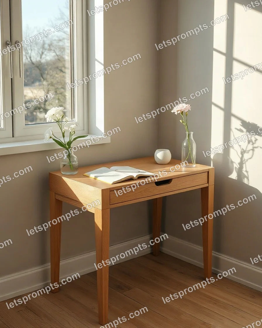Sunlit Morning Writing Desk — AI image prompt sample