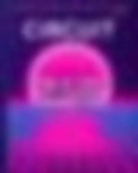 Copy-ready Ideogram 2 prompt for a neon retro tech magazine cover (typographic design). Retro-futurist neon gradient with a glowing sun and a perspective grid horizon, with lighting, materials, camera, angle and composition details for a 2:3 image.
