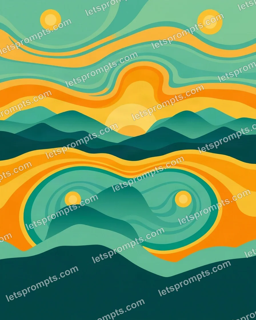 Groovy Swirls Mountain Range — AI image prompt sample