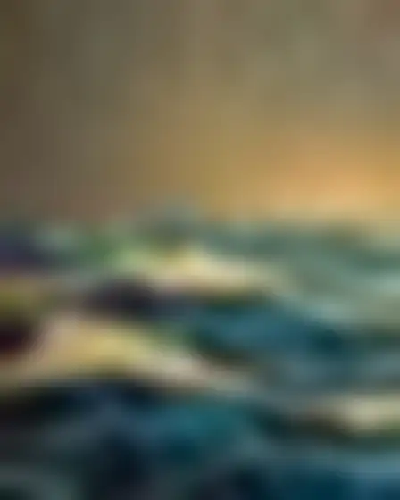 Digital Painting AI image prompt for a islamic geometric ocean waves: Islamic geometric art with interlaced star patterns, arabesque ornament and gilded calligraphic accents. Written for Stable Diffusion XL on a 1:1 canvas, with lighting, materials, lens, angle and composition direction included.
