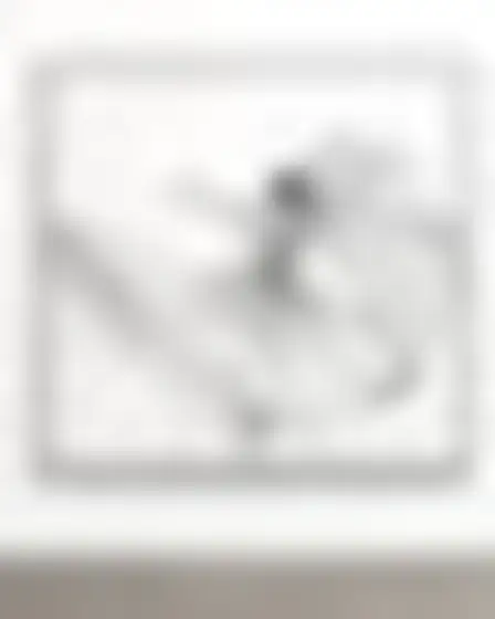 Editorial Illustration AI image prompt for a hatched line grid dancer in motion: overlapping hand-drawn black hatched-line rectangles forming a minimalist grid composition on pale grey paper. Written for GPT Image on a 1:1 canvas, with lighting, materials, lens, angle and composition direction included.