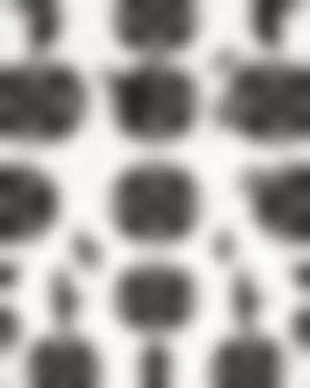 Fine Art AI image prompt for a quarter-circle tile pattern birds in flight: monochrome black on off-white repeating tile pattern of interlocking quarter circles and half circles in a tight grid. Written for Flux 1.1 Pro on a 4:3 canvas, with lighting, materials, lens, angle and composition direction included.