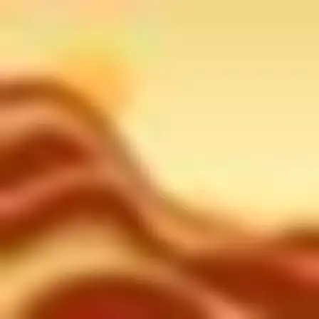 A professional editorial illustration prompt: woodgrain waves sun and moon, flowing 1970s wood-grain wave lines in rust, cream, sage and brown forming layered arches and ripples like inlaid veneer. Optimised for Midjourney v7 on a 1:1 canvas.