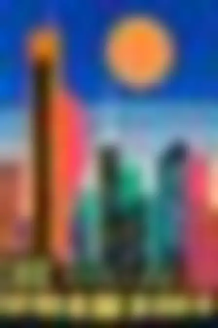Copy-ready Midjourney v7 prompt for a cut-paper collage city skyline (fine art). Bold cut-paper collage with large flat expressive shapes in cobalt, orange, pink and green with thin outlines, with lighting, materials, camera, angle and composition details for a 2:3 image.