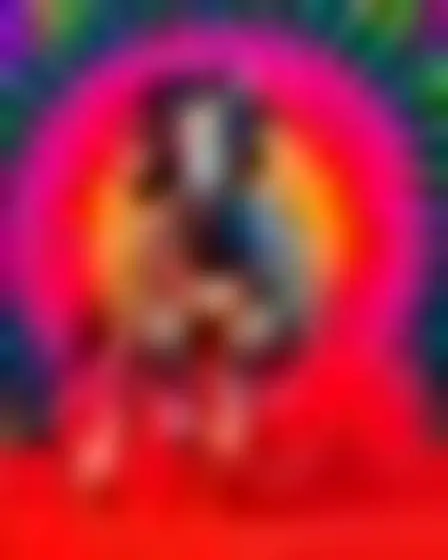 Copy-ready Flux 1.1 Pro prompt for a op-art psychedelic galloping horse (conceptual art). Psychedelic op-art of concentric rainbow rings, zebra stripes and optical wave patterns in vivid saturated colour, with lighting, materials, camera, angle and composition details for a 4:3 image.