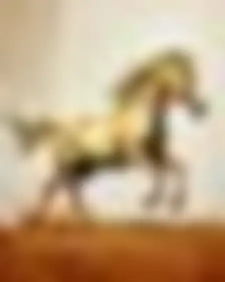 Conceptual Art AI image prompt for a earthy textured abstract galloping horse: earthy abstract painting on thick plaster-textured canvas with knife-scraped layers of sage green, cream, rust and ochre, subtle cracks and soft drips. Written for Imagen 4 on a 4:3 canvas, with lighting, materials, lens, angle and composition direction included.