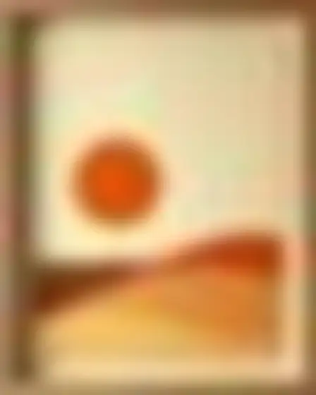 Copy-ready Flux 1.1 Pro prompt for a mid-century curves sun and moon (editorial illustration). Mid-century modern abstract of bold overlapping curved shapes in terracotta, cream and walnut brown with crisp matte edges, with lighting, materials, camera, angle and composition details for a 4:3 image.