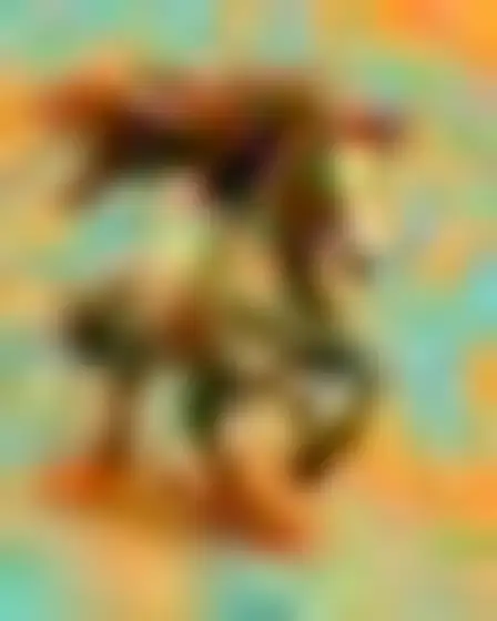 A professional digital painting prompt: groovy swirls galloping horse, groovy 1970s psychedelic pattern of layered liquid swirls in teal, mustard, orange and cream with rounded flat shapes. Optimised for Stable Diffusion XL on a 4:3 canvas.