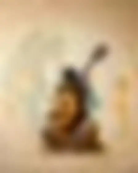 A professional digital painting prompt: earthy textured abstract oud player, earthy abstract painting on thick plaster-textured canvas with knife-scraped layers of sage green, cream, rust and ochre, subtle cracks and soft drips. Optimised for GPT Image on a 4:5 canvas.