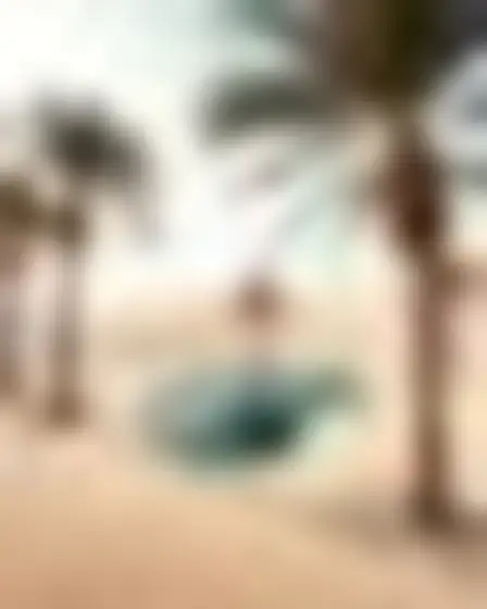 Copy-ready GPT Image prompt for a speed blur sweep palm oasis (digital painting). Long-exposure motion blur of a single black sweeping brush arc with feathered speed streaks on a pale ground, with lighting, materials, camera, angle and composition details for a 1:1 image.