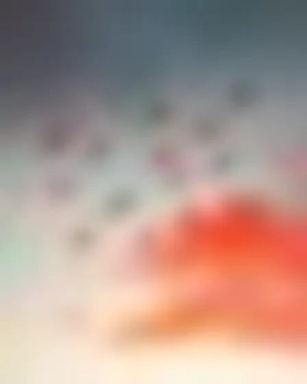 Conceptual Art AI image prompt for a hazy colour field birds in flight: atmospheric colour-field painting of soft blurred bands of deep red, orange and rose with feathered glowing edges. Written for GPT Image on a 4:3 canvas, with lighting, materials, lens, angle and composition direction included.