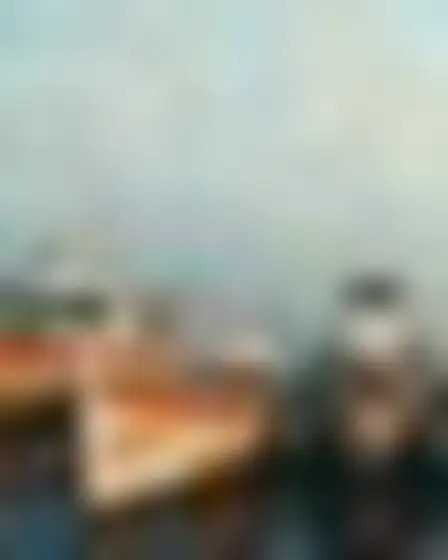 Copy-ready Imagen 4 prompt for a groovy swirls harbor boats (fine art). Groovy 1970s psychedelic pattern of layered liquid swirls in teal, mustard, orange and cream with rounded flat shapes, with lighting, materials, camera, angle and composition details for a 4:5 image.