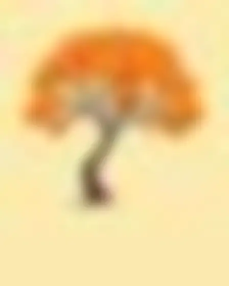 A professional conceptual art prompt: retro organic blobs lone tree, flat retro pattern of smooth interlocking organic blob shapes in saturated orange on cream with crisp vector edges. Optimised for Stable Diffusion XL on a 4:5 canvas.