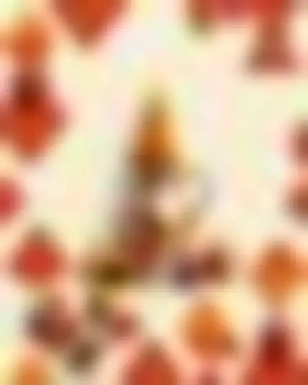 Copy-ready Imagen 4 prompt for a boho totem shapes fruit still life (editorial illustration). Boho abstract of stacked ochre-mustard geometric totem shapes cut like paper on a pale textured cream background, with lighting, materials, camera, angle and composition details for a 4:5 image.