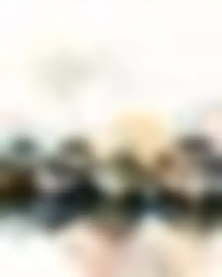 Fine Art AI image prompt for a translucent watercolor harbor boats: layered translucent organic watercolor shapes in grey, olive, peach and ink black with soft overlaps and bleeding edges. Written for GPT Image on a 4:5 canvas, with lighting, materials, lens, angle and composition direction included.