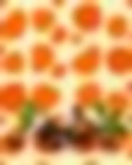 Copy-ready Imagen 4 prompt for a retro organic blobs fruit still life (conceptual art). Flat retro pattern of smooth interlocking organic blob shapes in saturated orange on cream with crisp vector edges, with lighting, materials, camera, angle and composition details for a 1:1 image.