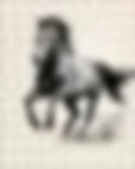 A professional editorial illustration prompt: quarter-circle tile pattern galloping horse, monochrome black on off-white repeating tile pattern of interlocking quarter circles and half circles in a tight grid. Optimised for Stable Diffusion XL on a 4:3 canvas.