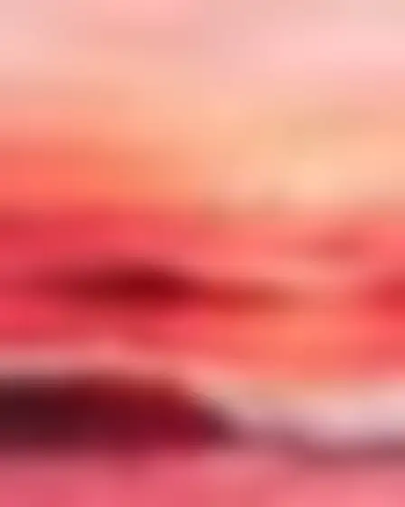 Fine Art AI image prompt for a hazy colour field ocean waves: atmospheric colour-field painting of soft blurred bands of deep red, orange and rose with feathered glowing edges. Written for Stable Diffusion XL on a 4:5 canvas, with lighting, materials, lens, angle and composition direction included.